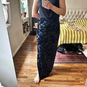vintage black patterned maxi skirt